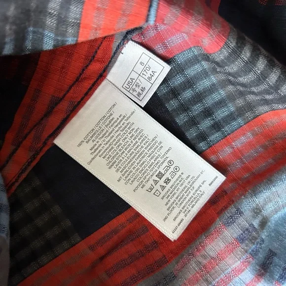Brooks Brothers Red and Blue Plaid Midi Dress Cap Sleeveless Seersucker Size 8 - Picture 9 of 9